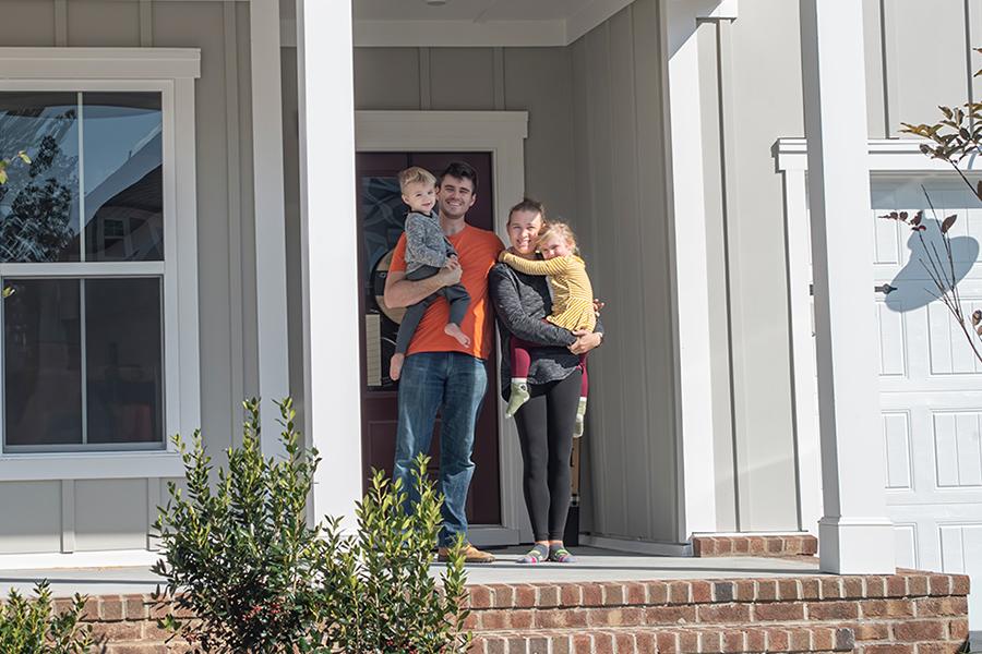 Family on porch. Home equity line of credit.